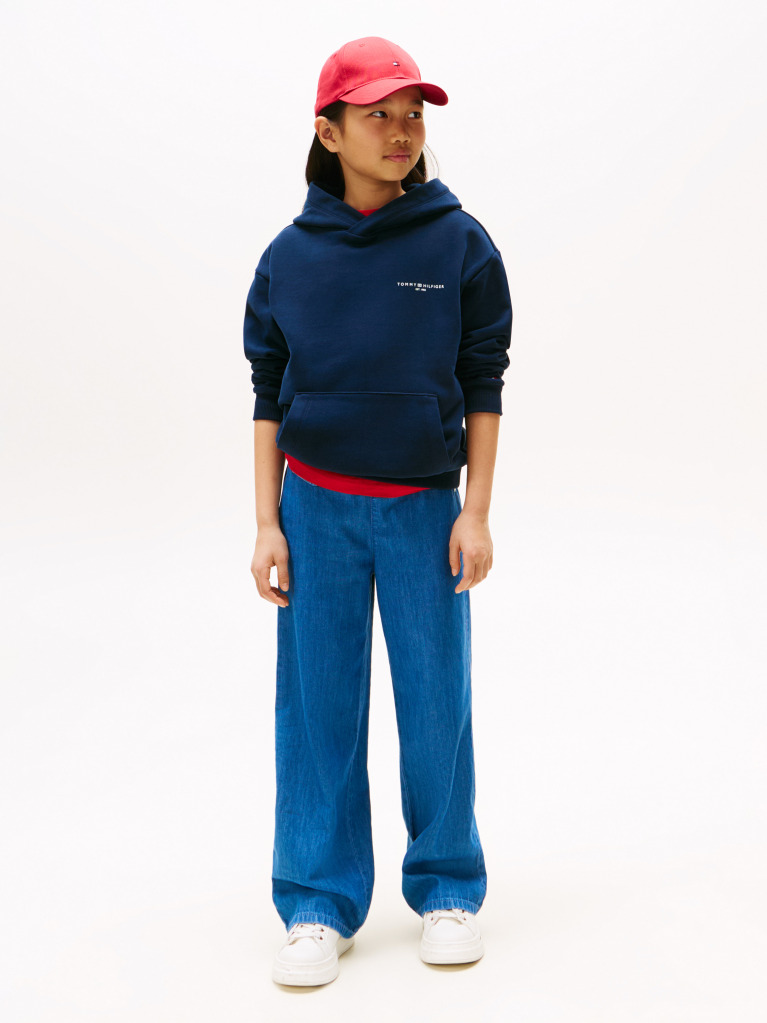 Blue Signature Tape Logo Hoody  Kids Unisex
