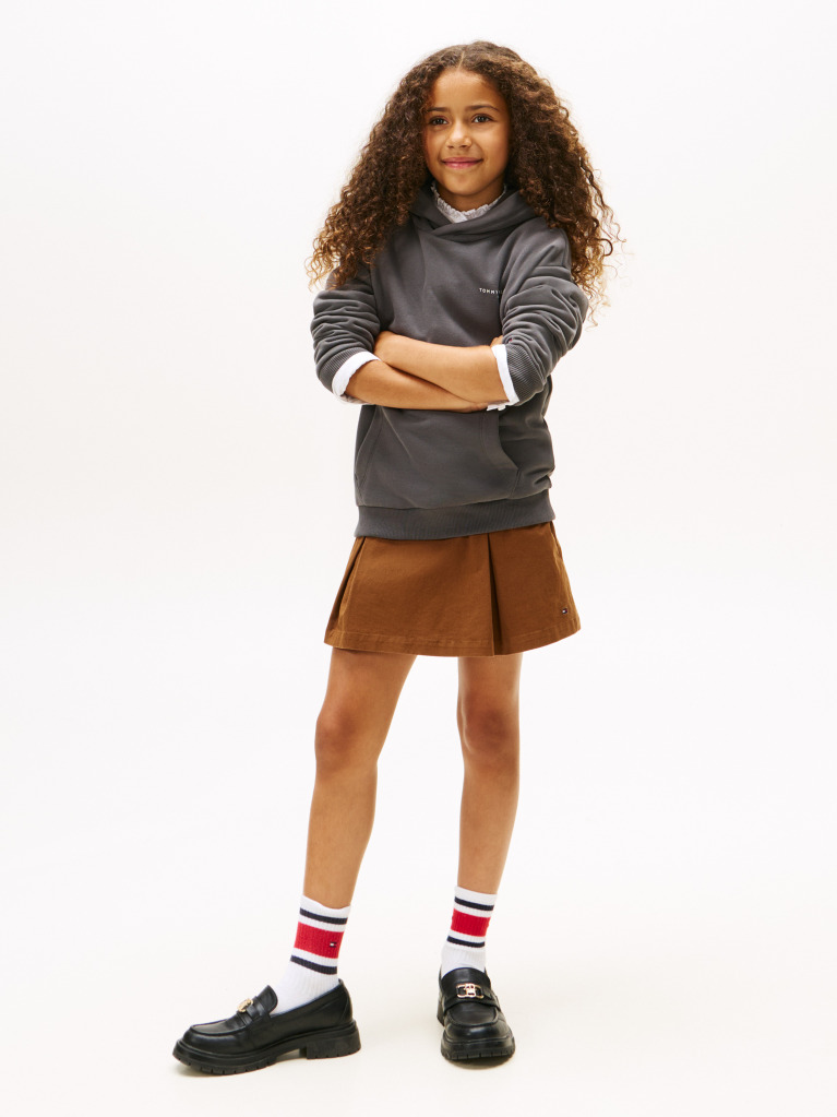 Grey Logo Regular Fleece Hoody  Kids Unisex