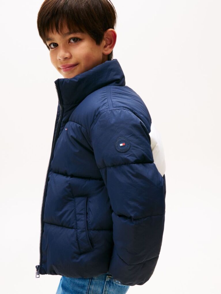 Blue Back Flag Logo Puffer Jacket  Kids Unisex