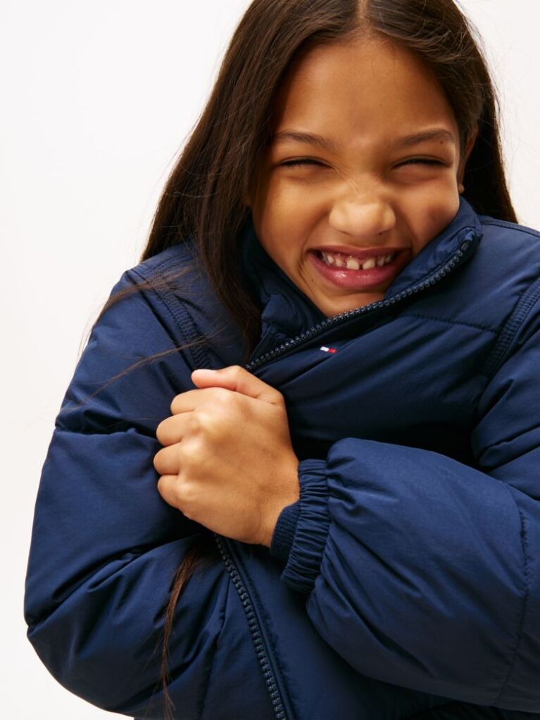 Blue Back Flag Logo Puffer Jacket  Kids Unisex