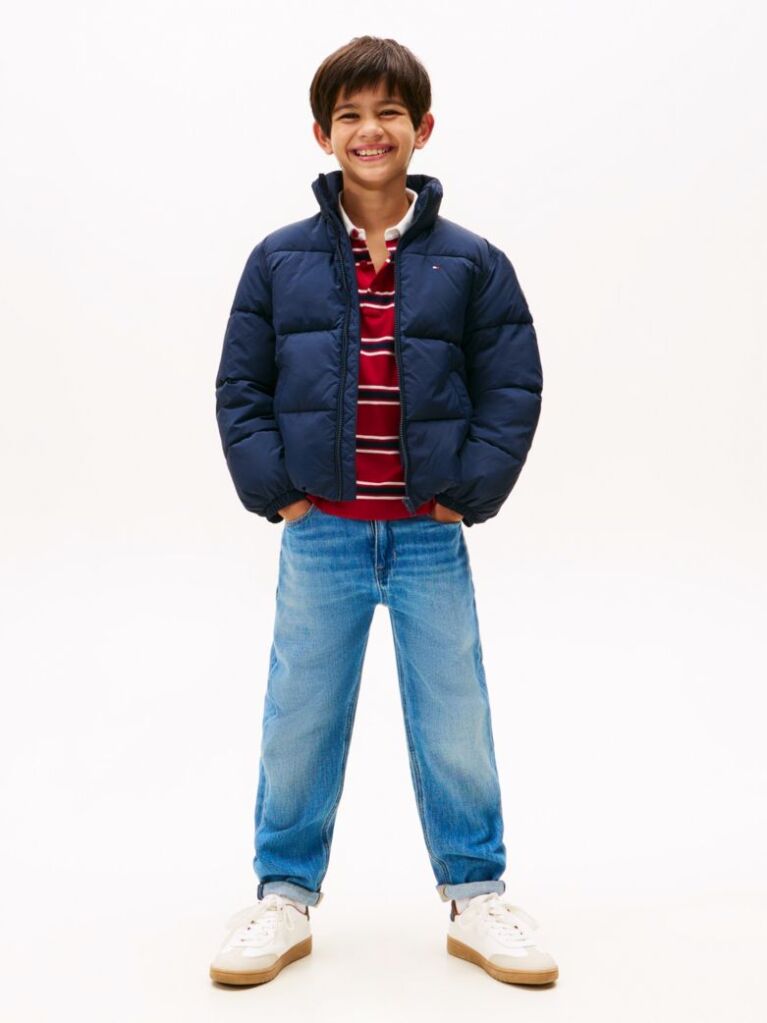 Blue Back Flag Logo Puffer Jacket  Kids Unisex
