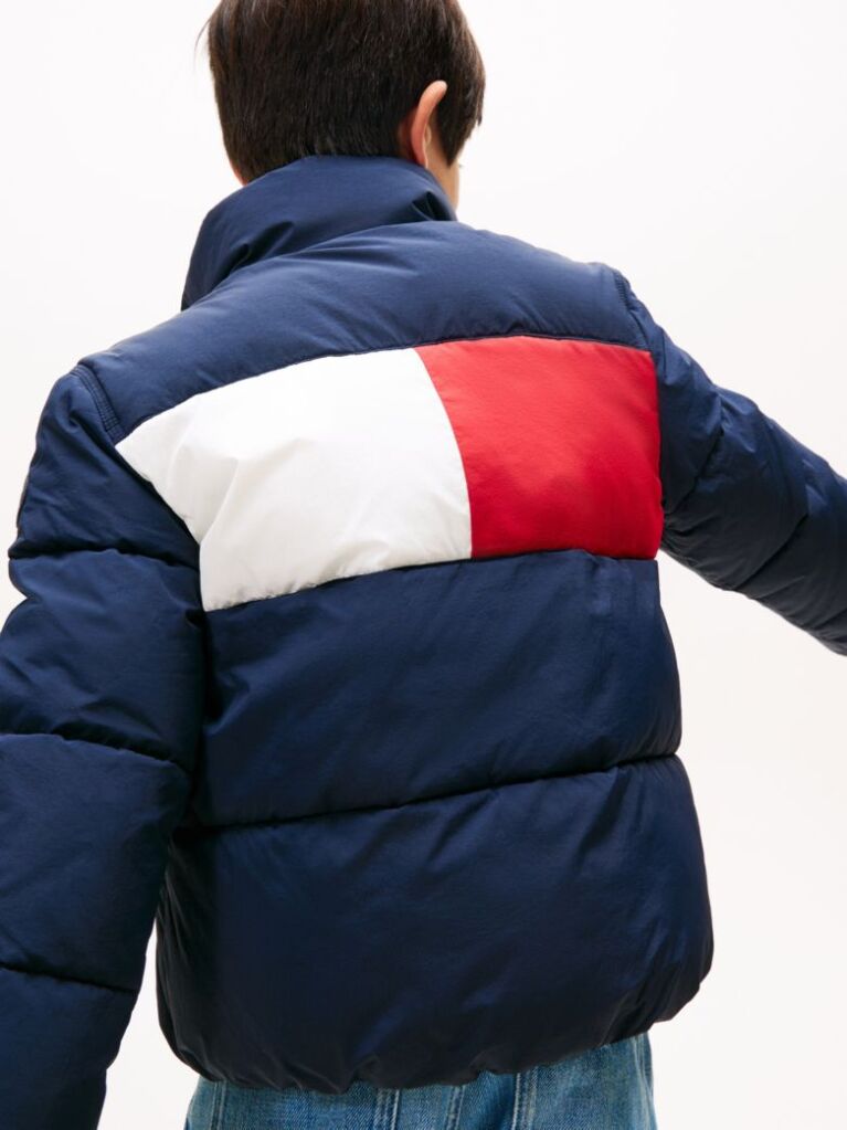 Blue Back Flag Logo Puffer Jacket  Kids Unisex