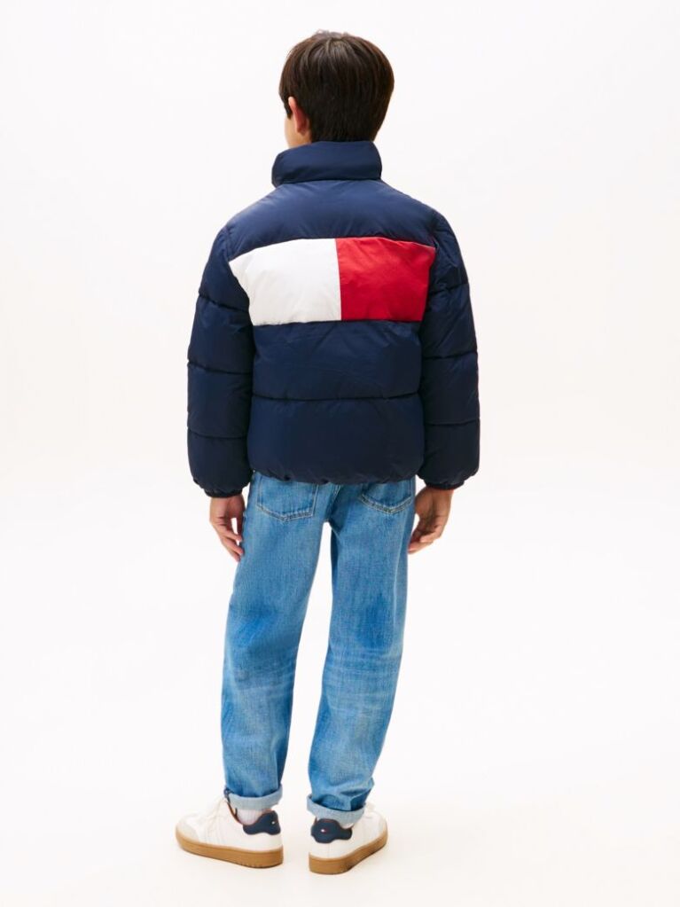 Blue Back Flag Logo Puffer Jacket  Kids Unisex