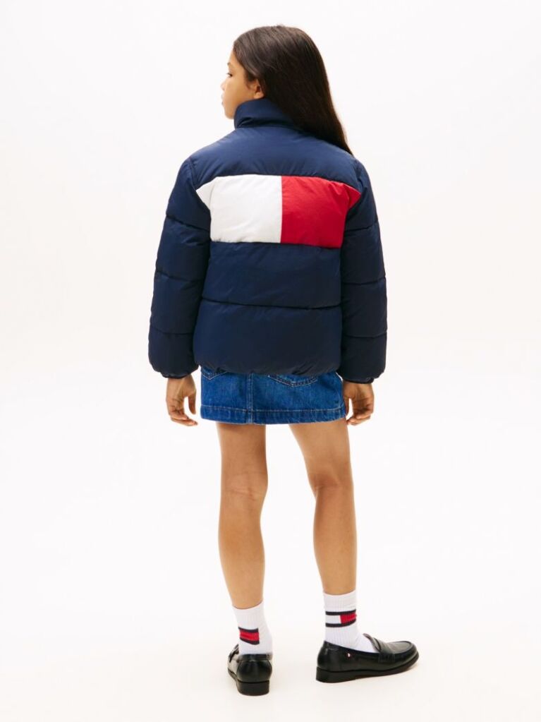 Blue Back Flag Logo Puffer Jacket  Kids Unisex