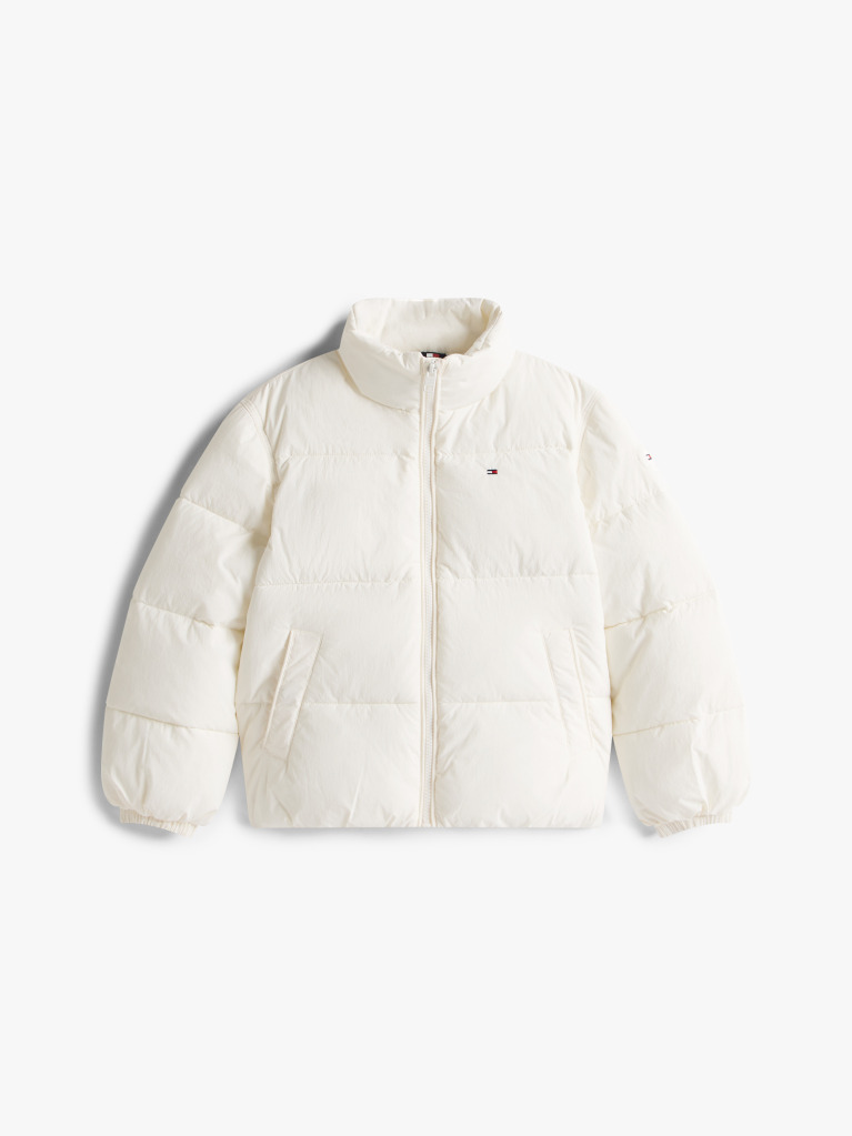 Beige Back Flag Logo Puffer Jacket  Kids Unisex