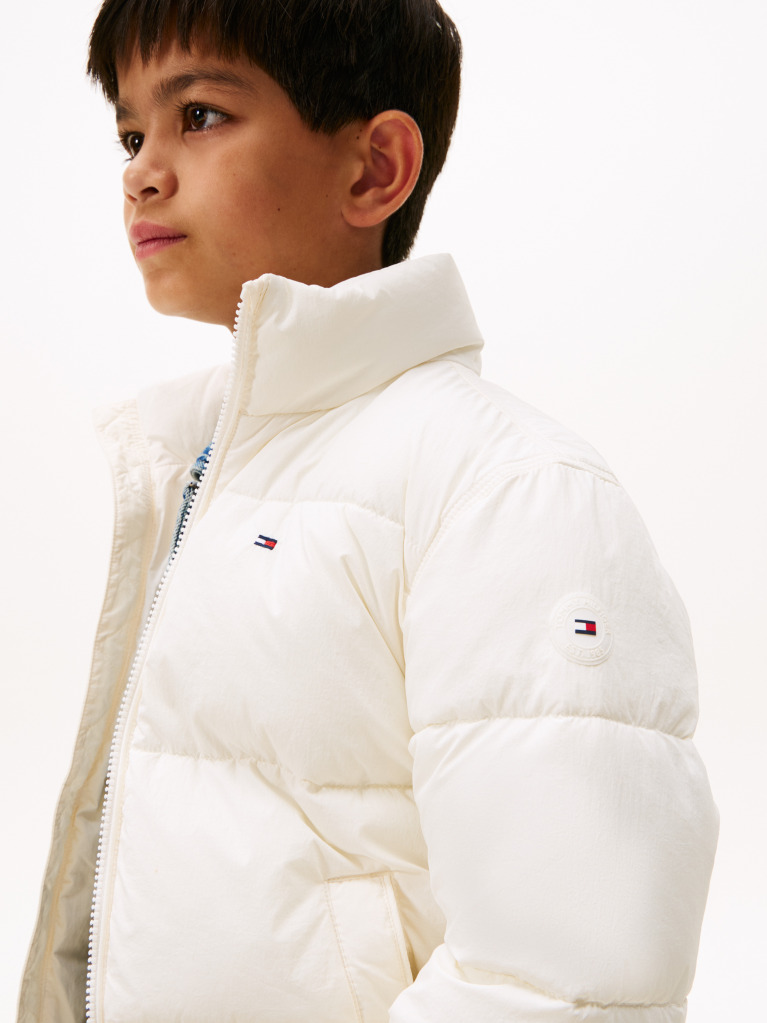 Beige Back Flag Logo Puffer Jacket  Kids Unisex