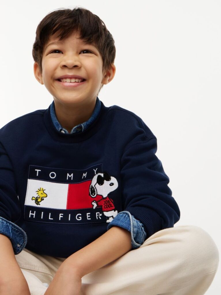Blue Peanuts® Flag Graphic Embroidery Jumper  Kids Unisex