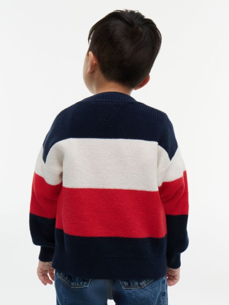 Multi Colour-Blocked Stripe Crew Neck Jumper  Kids Unisex