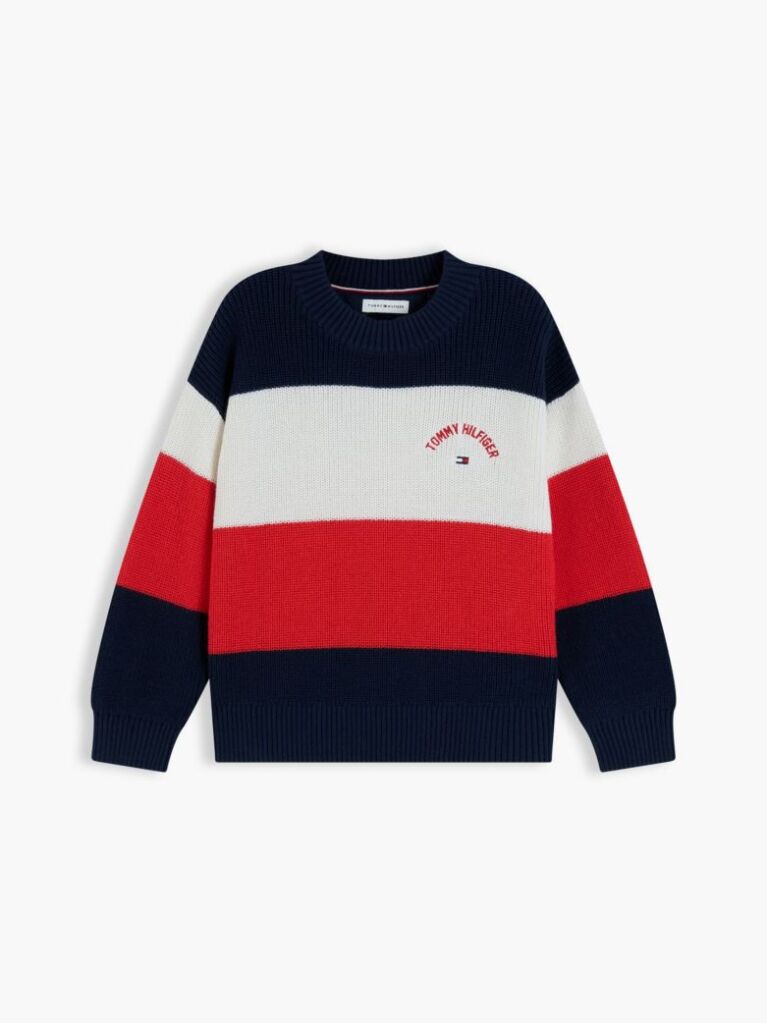 Multi Colour-Blocked Stripe Crew Neck Jumper  Kids Unisex