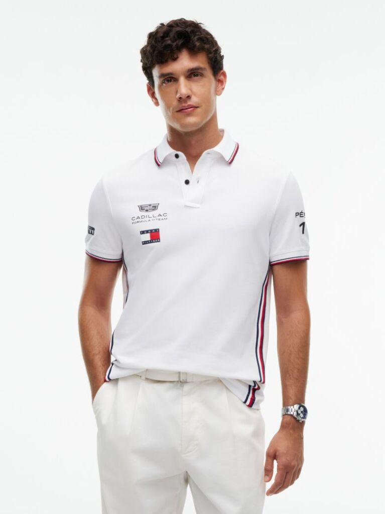 Άσπρο TH x Cadillac Formula 1® Team Pérez 11 Μπλούζα Πόλο  Unisex