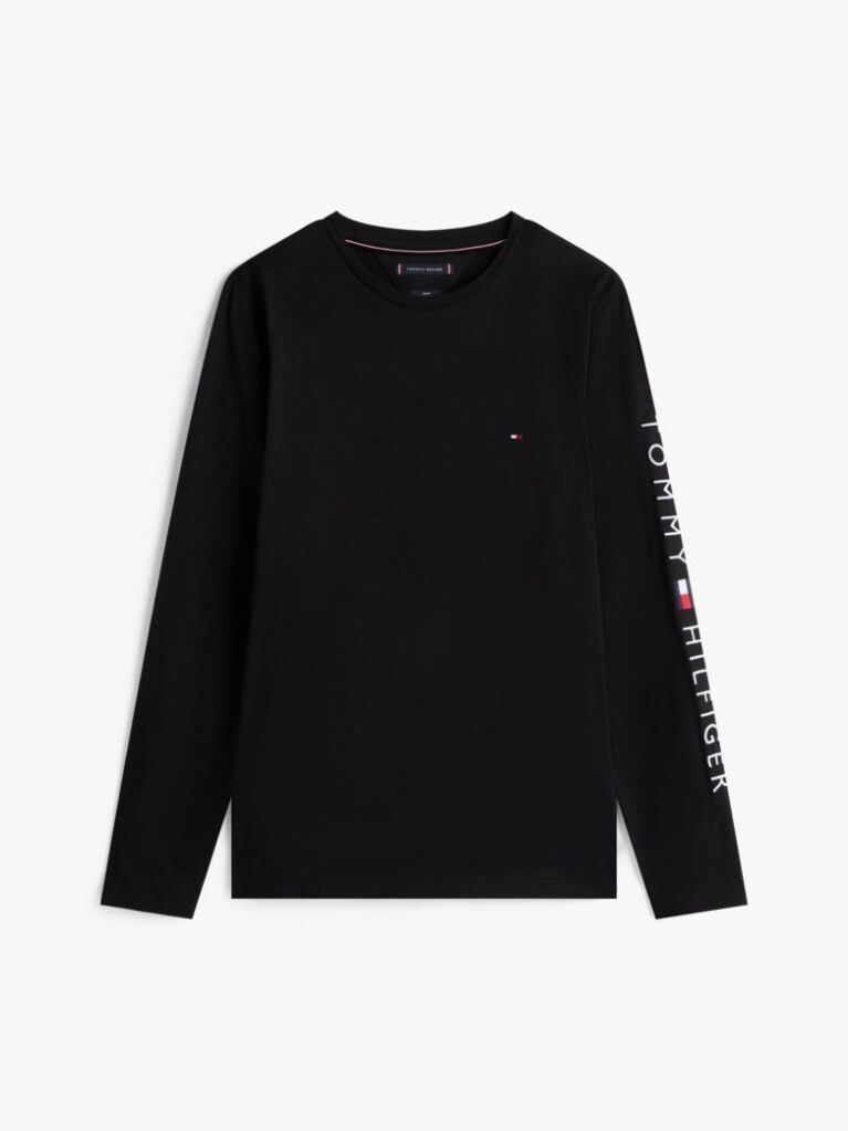 Black Organic Jersey Logo Long Sleeve T-Shirt  Men