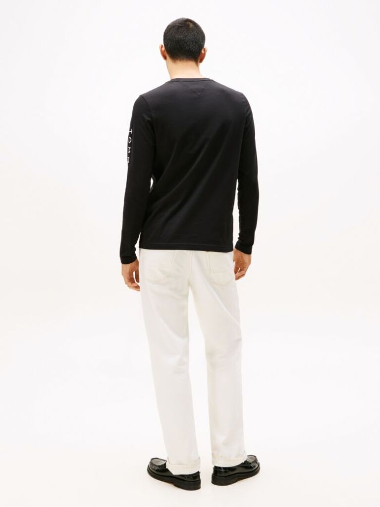 Black Organic Jersey Logo Long Sleeve T-Shirt  Men