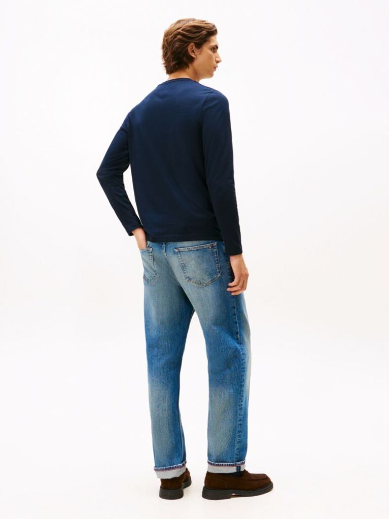 Blue Organic Jersey Logo Long Sleeve T-Shirt  Men