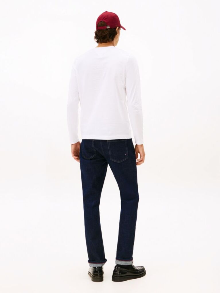 White Organic Jersey Logo Long Sleeve T-Shirt  Men