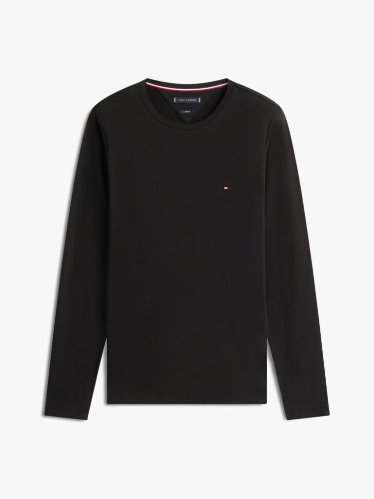 Μαύρο Μακρυμανικο T-Shirt Σε Slim Ελαστικη Γραμμη  Άνδρες