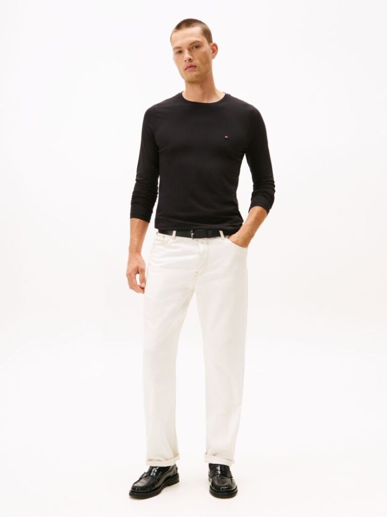 Μαύρο Μακρυμανικο T-Shirt Σε Slim Ελαστικη Γραμμη  Άνδρες