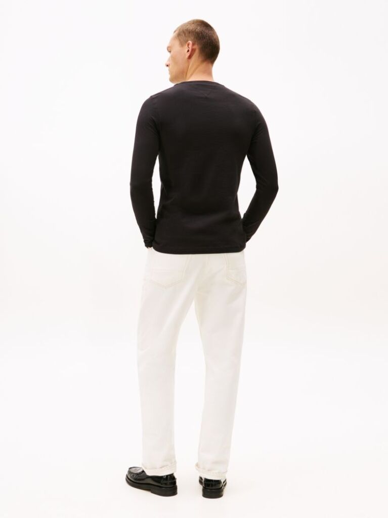 Μαύρο Μακρυμανικο T-Shirt Σε Slim Ελαστικη Γραμμη  Άνδρες