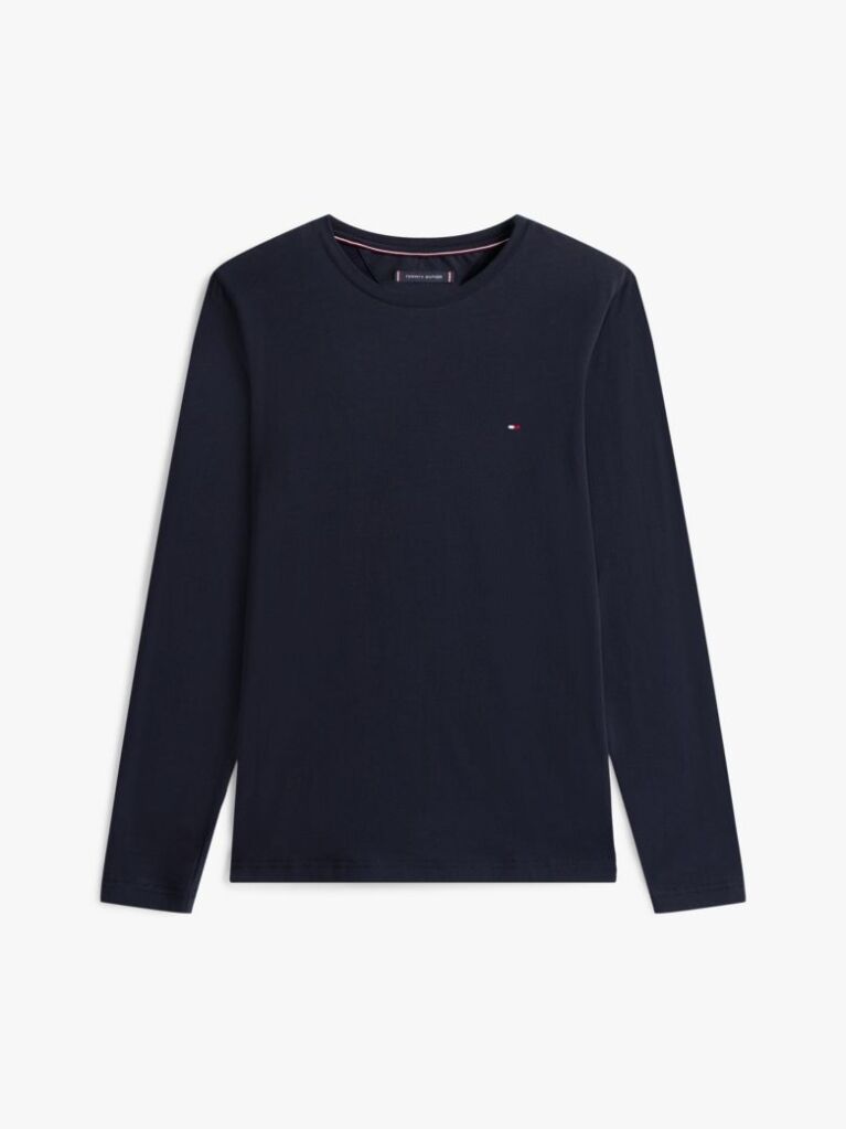 Μπλε Μακρυμανικο T-Shirt Σε Slim Ελαστικη Γραμμη  Άνδρες