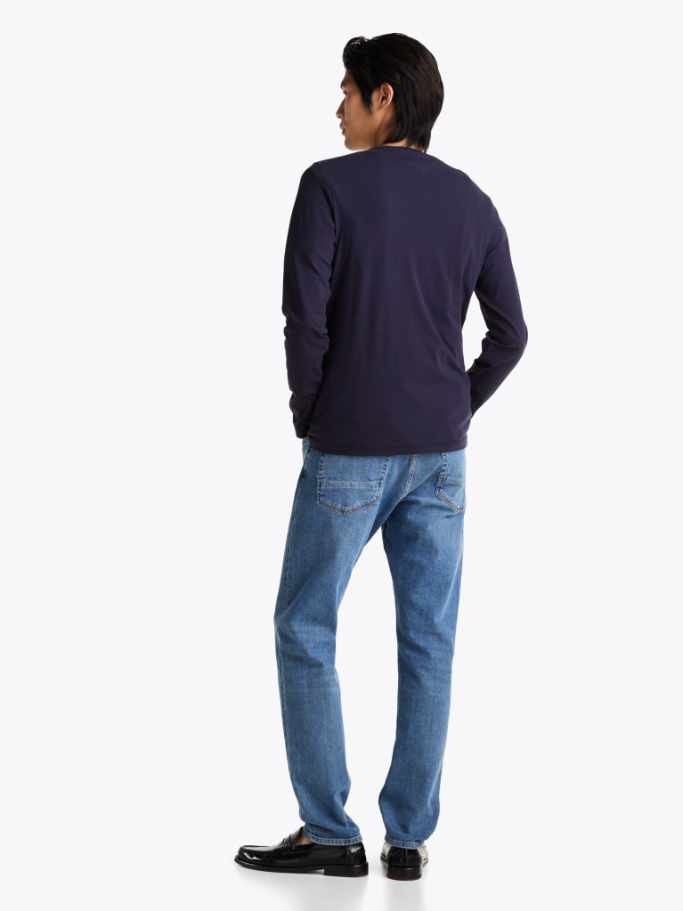 Μπλε Μακρυμανικο T-Shirt Σε Slim Ελαστικη Γραμμη  Άνδρες