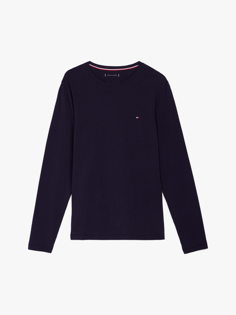 Μπλε Μακρυμανικο T-Shirt Σε Slim Ελαστικη Γραμμη  Άνδρες