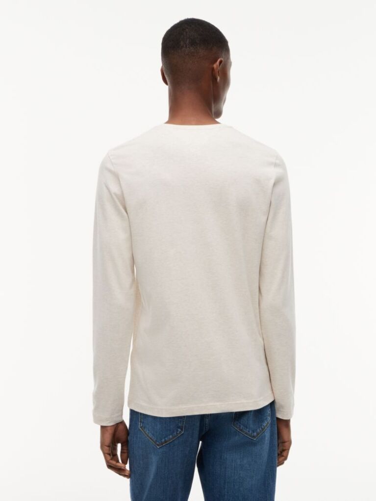 Μπεζ Μακρυμανικο T-Shirt Σε Slim Ελαστικη Γραμμη  Άνδρες