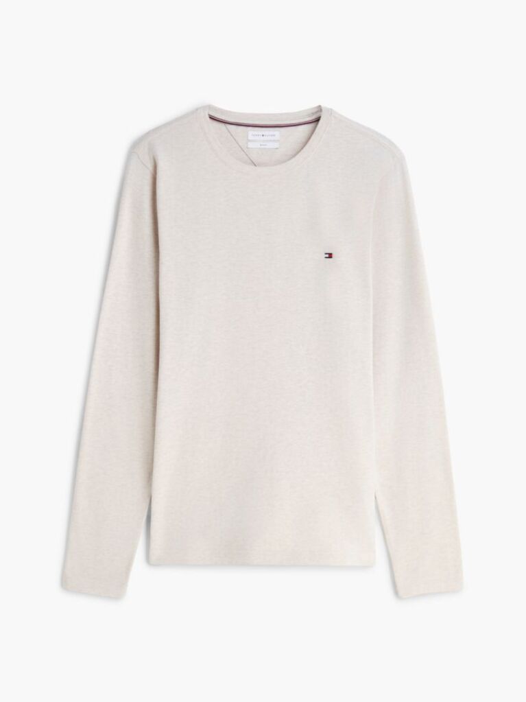 Μπεζ Μακρυμανικο T-Shirt Σε Slim Ελαστικη Γραμμη  Άνδρες