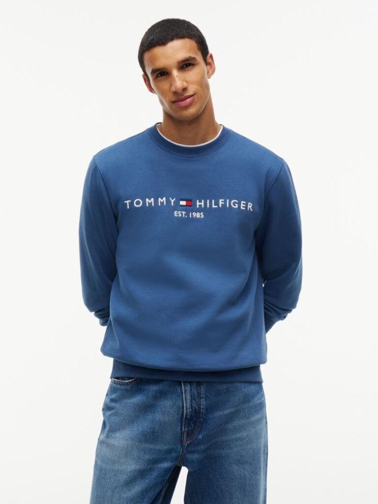 Blue TH Flex Logo Sweatshirt  Men