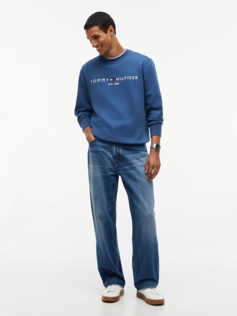 Blue TH Flex Logo Sweatshirt  Men
