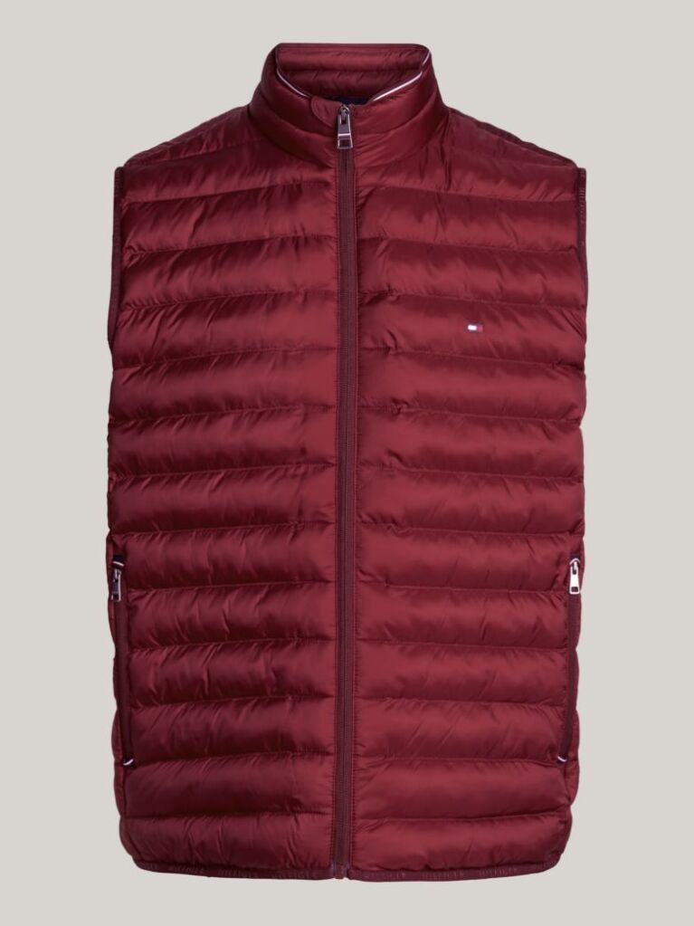 Red Recycled Quilted Packable Vest  Men