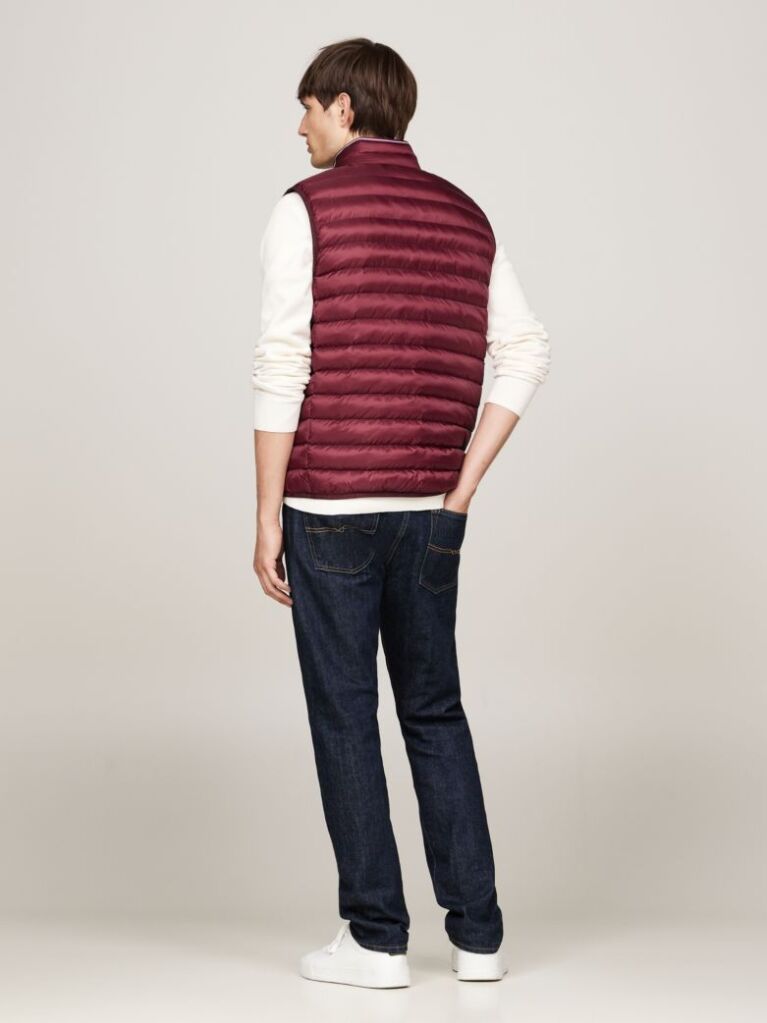 Red Recycled Quilted Packable Vest  Men