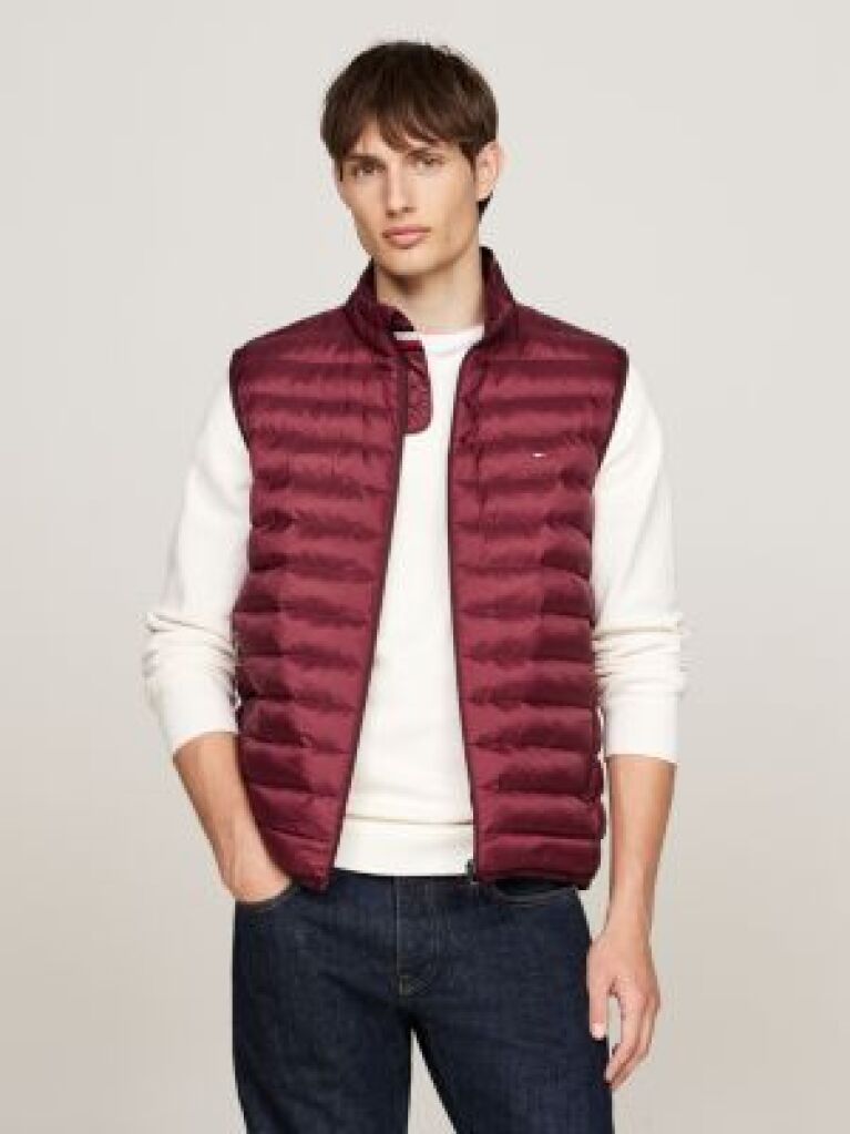 Red Recycled Quilted Packable Vest  Men