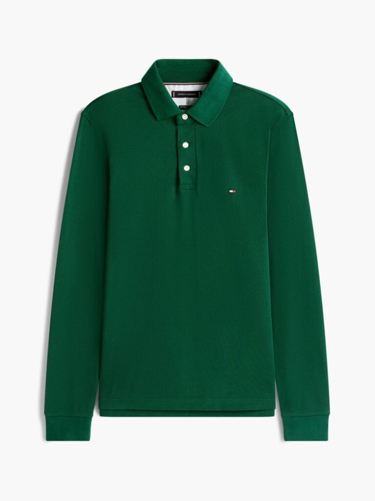 Green 1985 TH Flex Slim Fit Long Sleeve Polo  Men