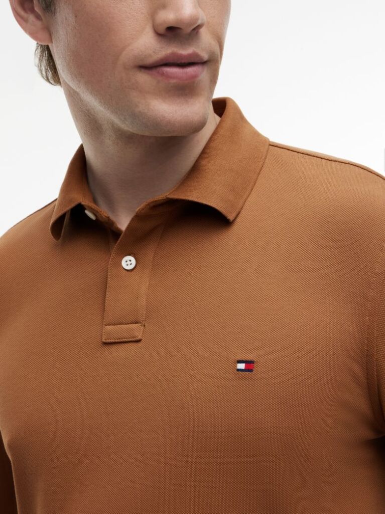 Brown 1985 TH Flex Regular Fit Long Sleeve Polo  Men