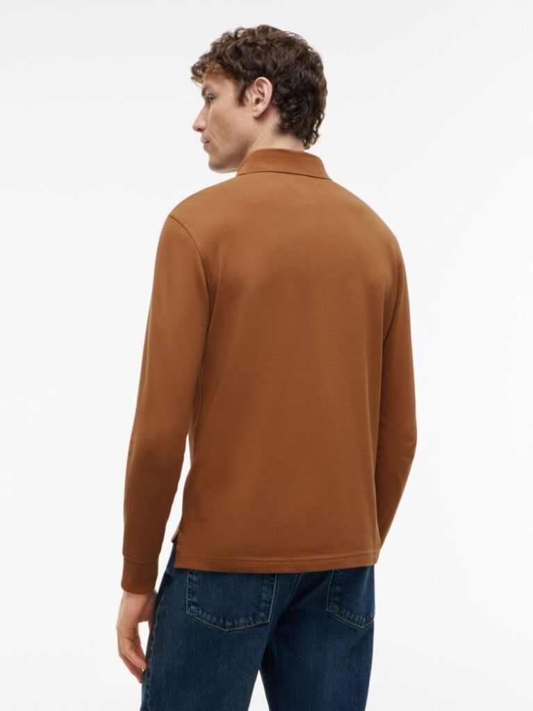 Brown 1985 TH Flex Regular Fit Long Sleeve Polo  Men
