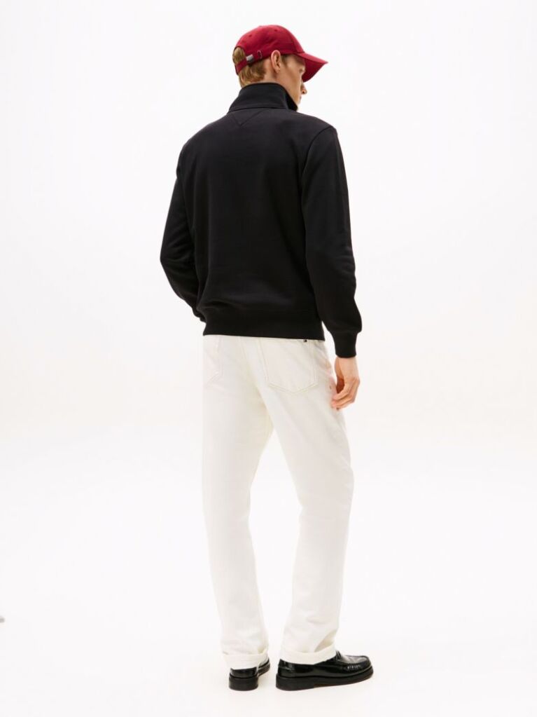 Black Combining casual style with enhanced comfort, this sweatshirt is made from flex fleece and has a cosy, zip-adjustable mock turtleneck.  Men