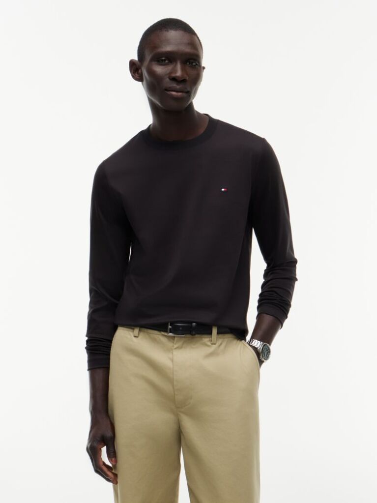 Black Slim Interlock Long Sleeve T-Shirt  Men