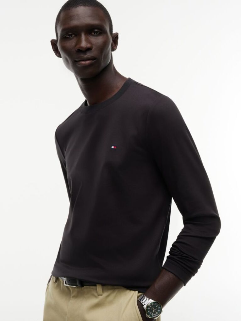 Black Slim Interlock Long Sleeve T-Shirt  Men