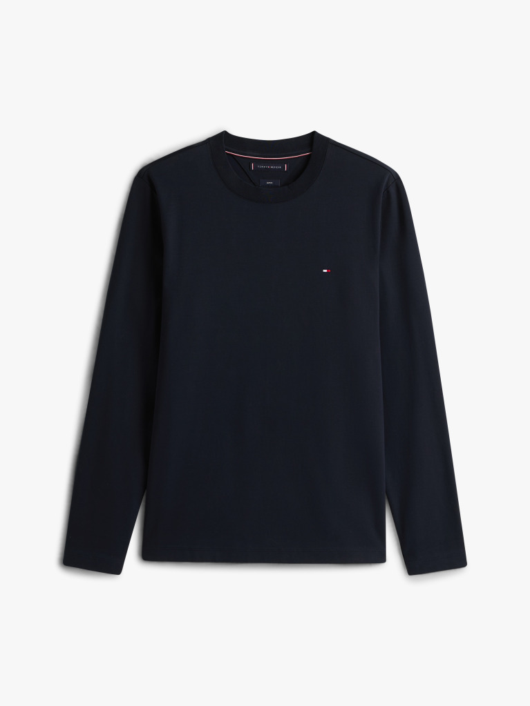 Μπλε Interlock Μακρυμάνικο T-Shirt Σε Slim Γραμμή  Άνδρες