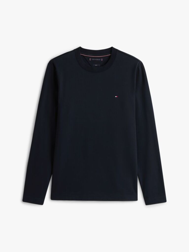 Μπλε Interlock Μακρυμάνικο T-Shirt Σε Slim Γραμμή  Άνδρες