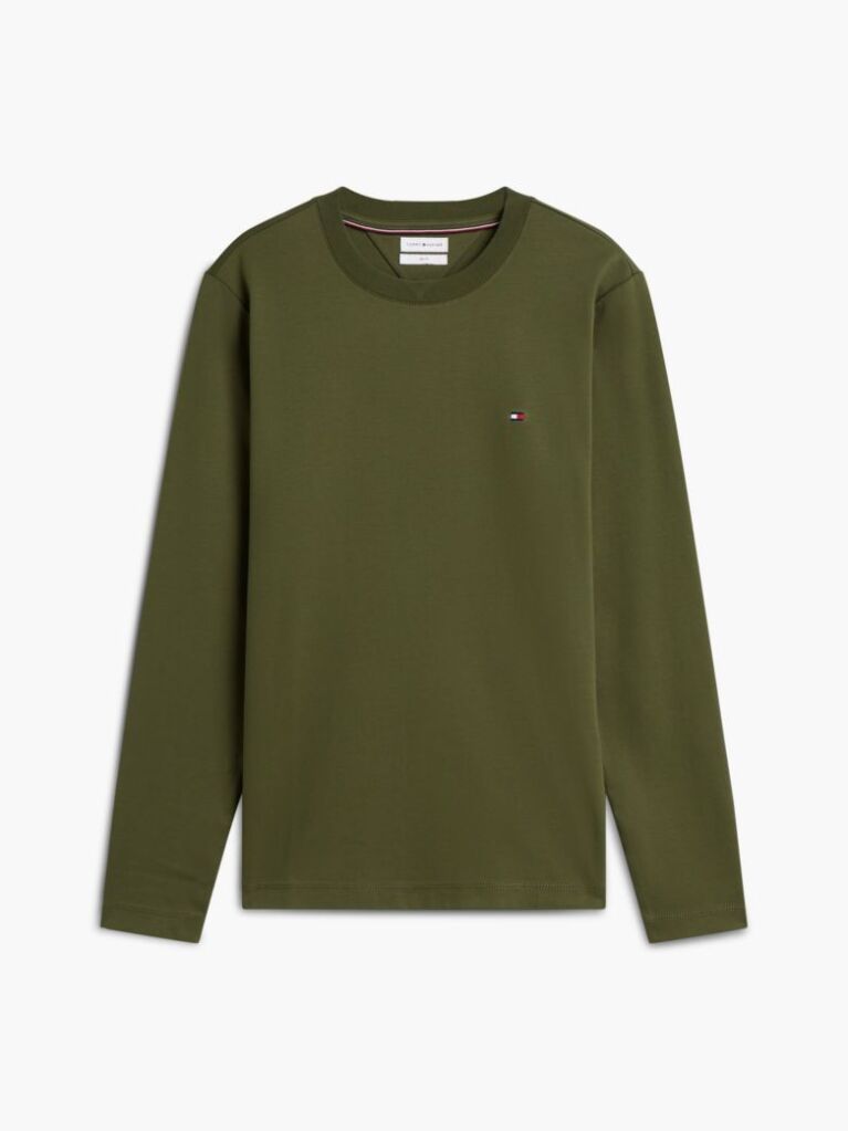 Πράσινο Interlock Μακρυμάνικο T-Shirt Σε Slim Γραμμή  Άνδρες