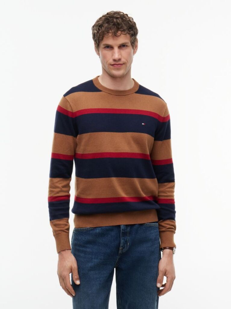 Multi Cotton Cashmere Crew Neck Jumper.  Men
