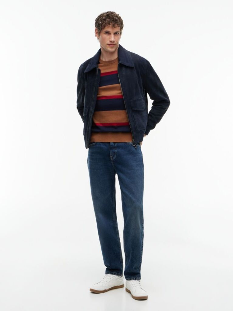 Multi Cotton Cashmere Crew Neck Jumper.  Men