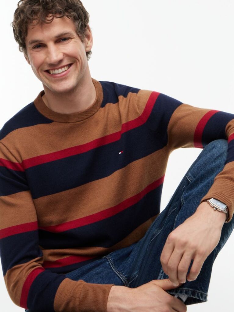 Multi Cotton Cashmere Crew Neck Jumper.  Men