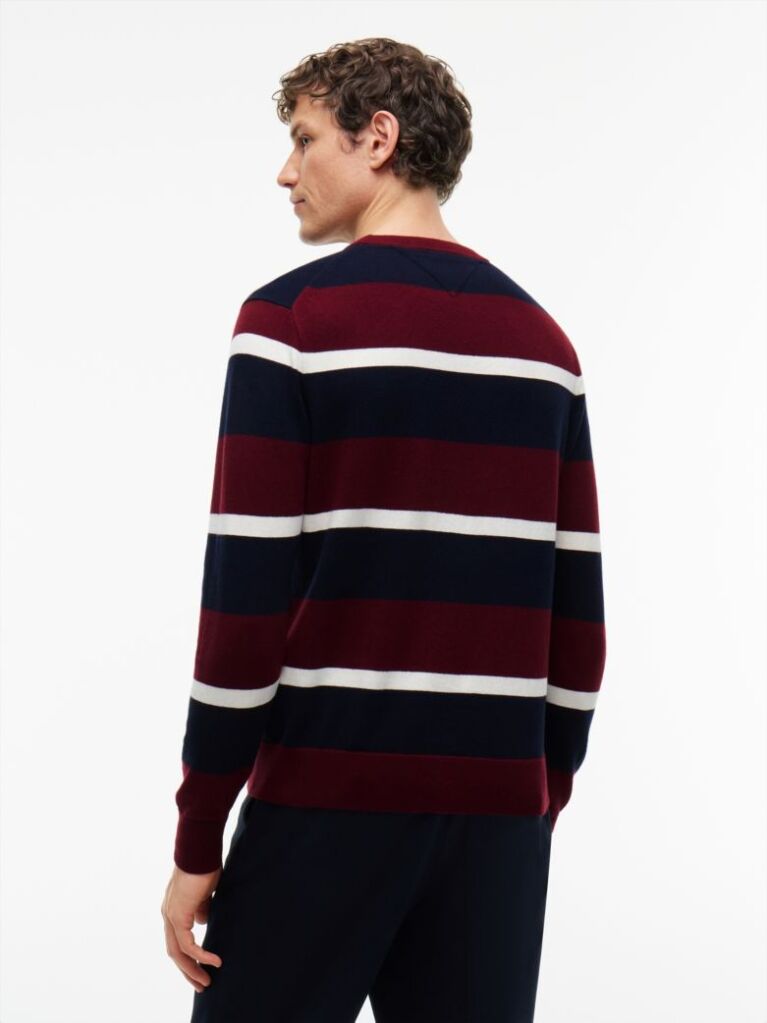 Red Cotton Cashmere Crew Neck Jumper.  Men