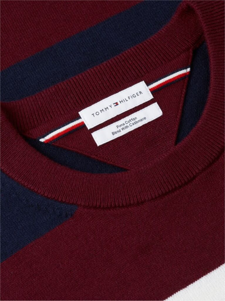 Red Cotton Cashmere Crew Neck Jumper.  Men