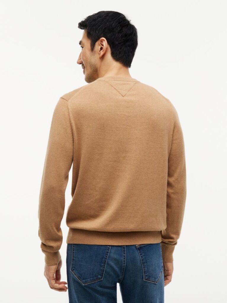 Brown Cotton Cashmere Crew Neck Jumper.  Men