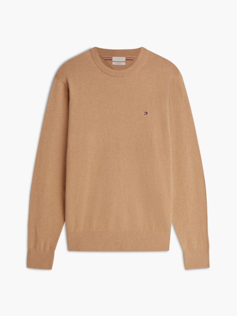 Brown Cotton Cashmere Crew Neck Jumper.  Men