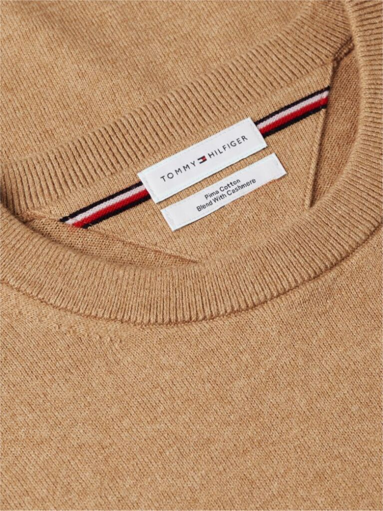 Brown Cotton Cashmere Crew Neck Jumper.  Men