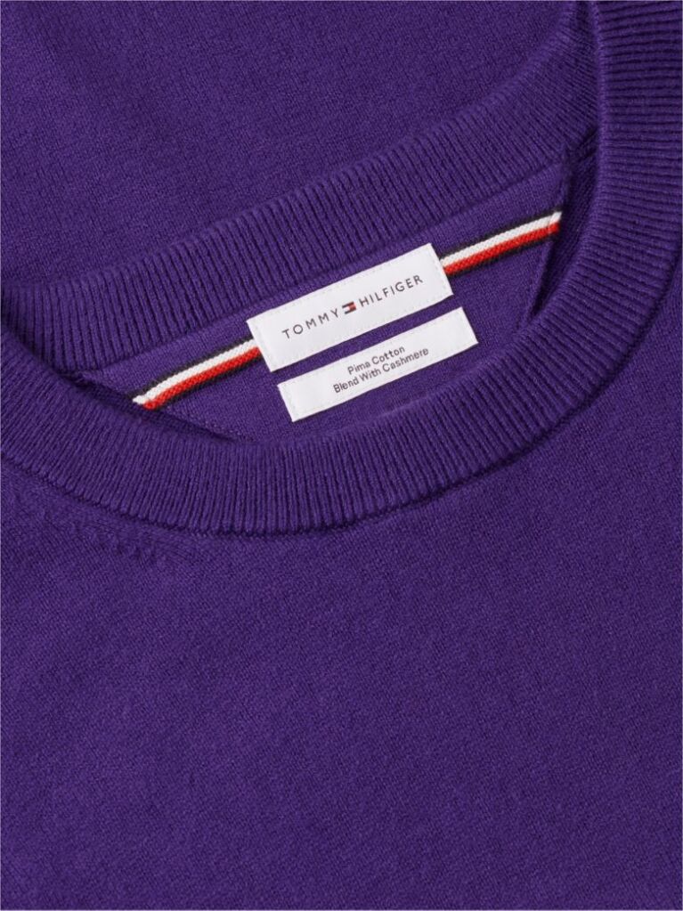 Purple Cotton Cashmere Crew Neck Jumper.  Men