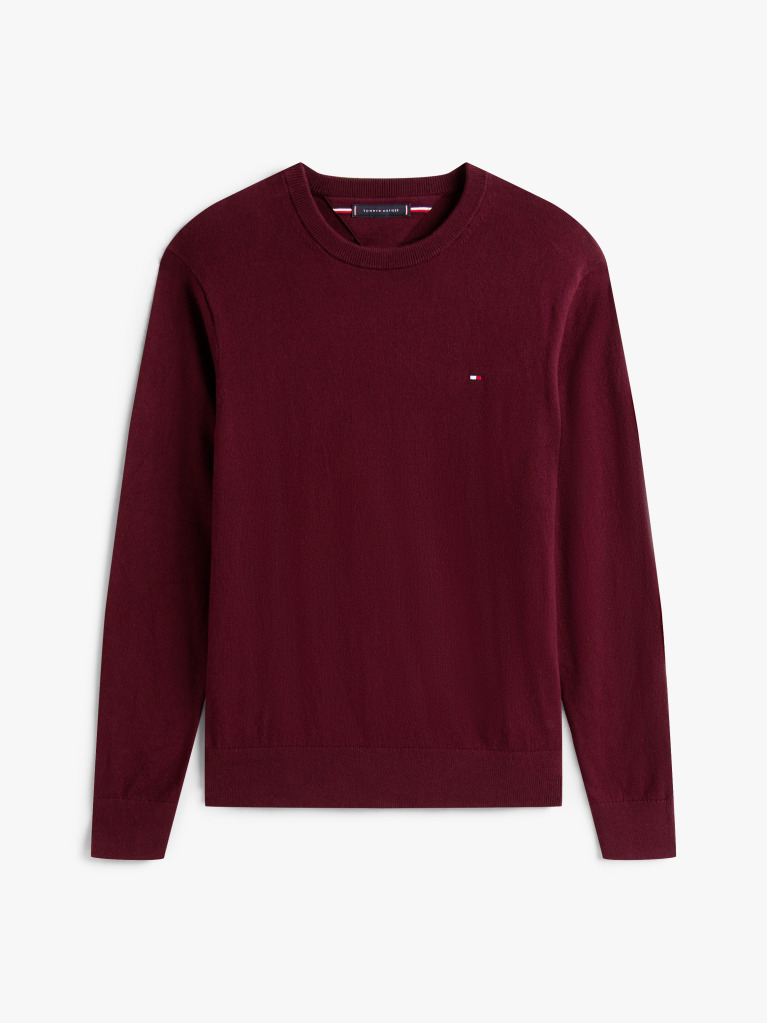 Red Cotton Cashmere Crew Neck Jumper.  Men